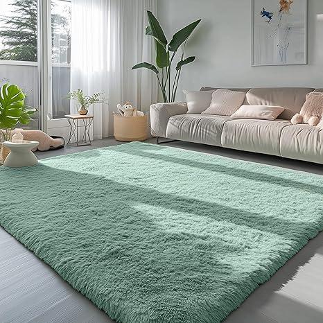 PAGISOFE Sage Green Large Area Rugs for Living Room Carpet, 8x10 Rug, Big Fluffy Modern Area Rug, Shaggy Indoor Soft Rugs for Playroom, Men, Women, Kids Bedroom Rug, Home Decor, Plush Fuzzy Shag Rug 