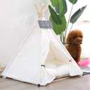 Dog Teepee Bed Cat Tent Portable Houses Pet Puppy with Thick Cushion (L:Size fits 15kg/33lbs (Pets))