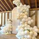 Pearl White Balloon Arch Kit, 132pcs Double Stuffed Pearl Ivory Balloons with Light White Latex Balloons for Wedding Bridal Birthday Engagement Baby Shower Anniversary Bachelorette Party Decorations
