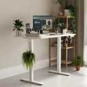 Claiks Electric Standing Desk, Adjustable Height Stand up Desk, 40x24 Inches Sit Stand Home Office Desk with Splice Board, White Frame/White Top