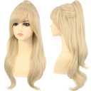 morvally Long Blonde Ponytail Wig with Bangs Natural Looking Synthetic Hair Wigs for Women Girls Costume Cosplay Halloween Party
