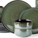 LERATIO Ceramic Dinnerware Sets for 8,Stoneware Plates and Bowls Sets,Reactive Glaze Dishes Set,Highly Chip and Crack Resistant | Dishwasher,Microwave & Oven Safe Dishes set,Service for 8-Green(24pcs)