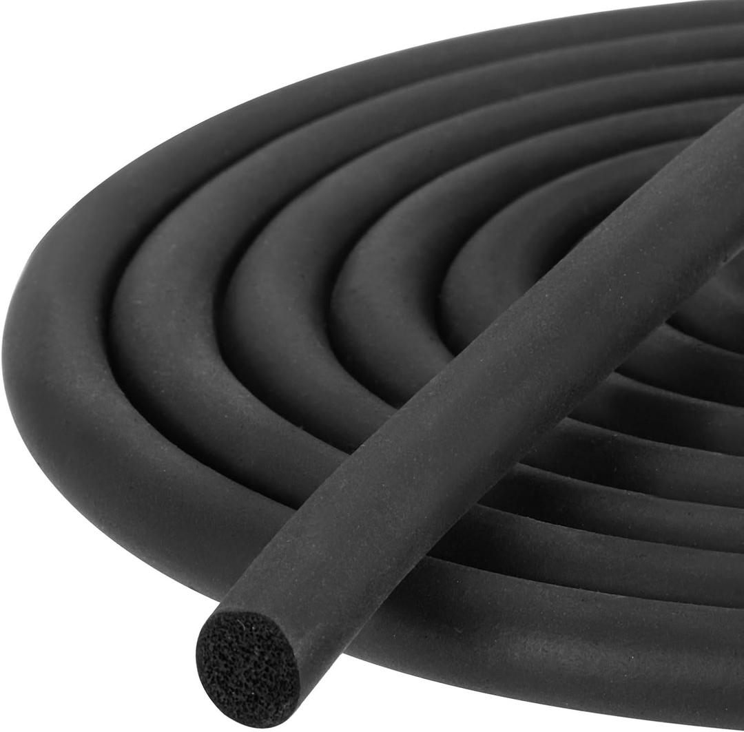 uxcell Foam Rubber Weather Seal Strip, 8mm(0.31") Diameter x 8 Meters (26.25Ft) Long Round EPDM Solid Rubber for Reduce Noise, Shock, Friction