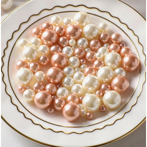 150 Pcs Vase Filler Pearls White and Rosegold Pearl Beads for Vase No Hole Pearls for Centerpieces Vases Home Table Party Decor Wedding DIY 8/14/20mm