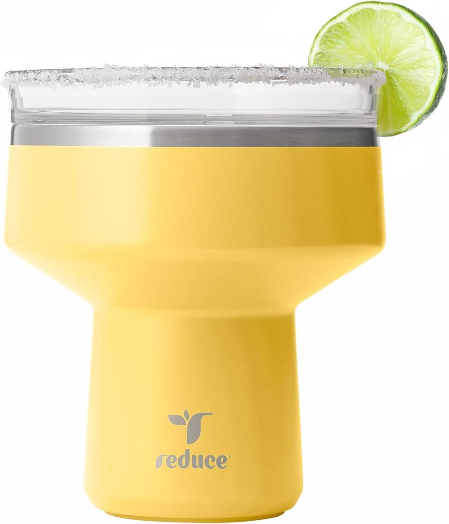 REDUCE Saltini 16 oz Cocktail Tumbler - Insulated Margarita Tumbler with Lid - Keeps Drinks Cold for 10 Hours - 360 Sippable Martini Glass Alternative - Shatterproof, Perfect for Parties - Pineapple