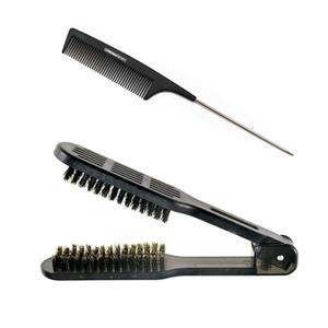 Clamp Hair Brush Straightener Detangler Splint Comb Nylon Bristle Double Sided Straightening Brush Air Vented Flat for Wet,Dry,Fine,Thick Natural Hair (Black)