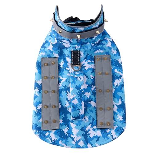 HDKUW Spiked Small Dog Vest with Handle – Anti-Bite & Predator Protective Tactical Dog Harness, Adjustable Fit with D-Ring & Breathable Linings Blue Camouflage S HDKUW Spiked Small Dog Vest with Handle – Anti-Bite & Predator Protective Tactical Dog Harness, Adjustable Fit with D-Ring & Breathable Linings Blue Camouflage S
