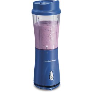 Hamilton Beach Portable Blender for Shakes and Smoothies, 14 Oz BPA Free Travel Cup & Lid, Durable Stainless Steel Blades, Personal Smoothie Blender, Blue, 51132G