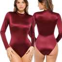 Popilush Long Sleeve Body Suits Womens Turtle Neck Bodysuits Full Body Shapewear Tummy Control Tops Spring Summer Outfits