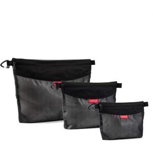 pack all 3 Pcs Water-resistant Material Zipper Pouch Set, Mesh Zipper Bags for Storage, Travel, Office (Black)