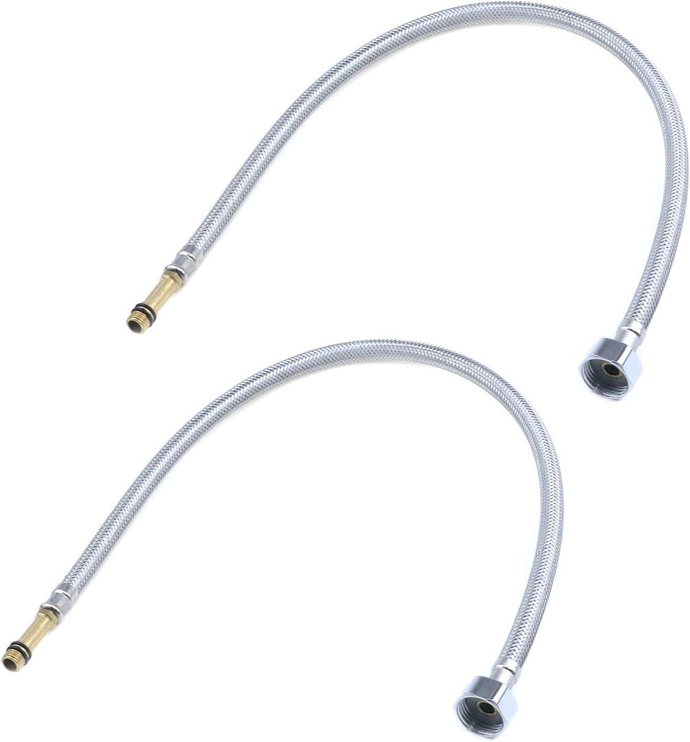 Semetall 24 Inch Faucet Water Supply Lines 2 Pack Stainless Steel Faucet Supply Lines Connector,Braided Supply Hose 1/4 Inch Female Compression Thread x M10 Male Connector