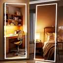 Full Length Mirror with Lights, 81" x 34" Large LED Lighted Floor Standing Body Mirror, Dimmable & 3 Color Lighting for Bedroom, Cloakroom, Dressing Room, Tempered Glass, Square Black