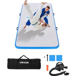 VEVOR Wrestling Mat, Martial Arts Thick Mat for Home Gym Exercise, PVC or Inflatable Training Mats with Circles,for Gymnastics, Tatami, Jiu Jitsu BJJ MMA Judo, Blue Inflatable, 10*5ft
