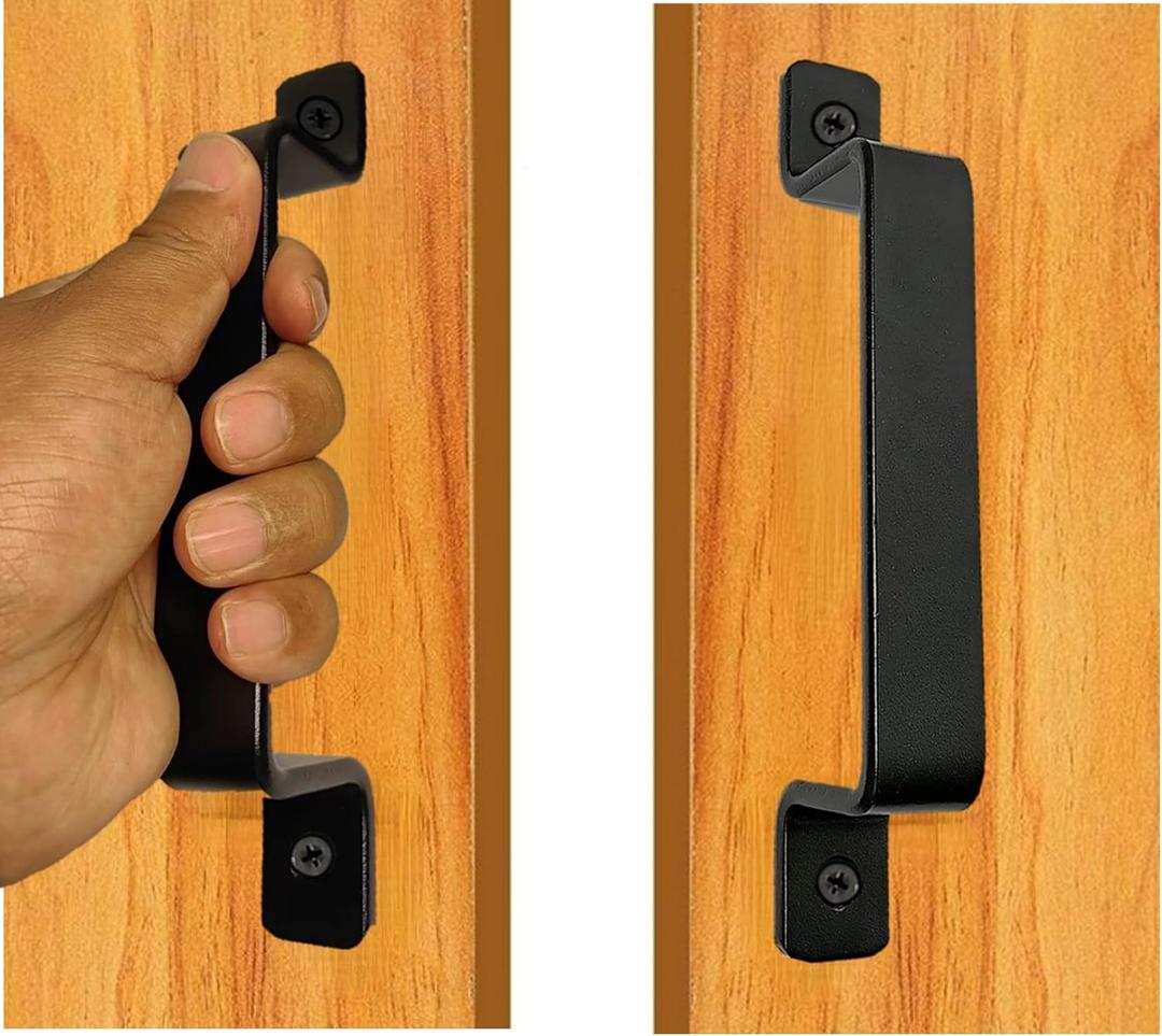 Premium Barn Door Handles Black,7.4 inch,2 Packs, Heavy Duty Rustic Metal Pulls for Sliding, Garage, Shed, Gate, Closet, Drawer, Indoor/Outdoor