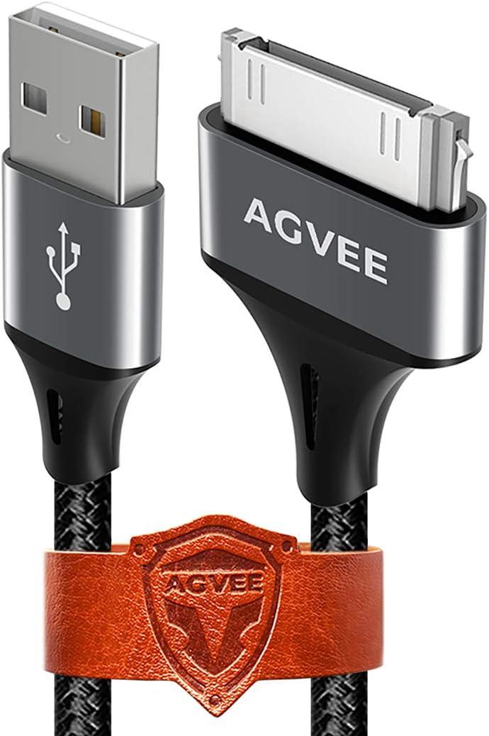 AGVEE 2 Pack 6.6ft 30 Pin Charger Cable Charging for Old iPod Touch 4 3 2 1 Nano, iPod Classic 3 2 1, Old iPad 1 2 3, Old iPhone 4 4S 3G 3GS, Dark Gray