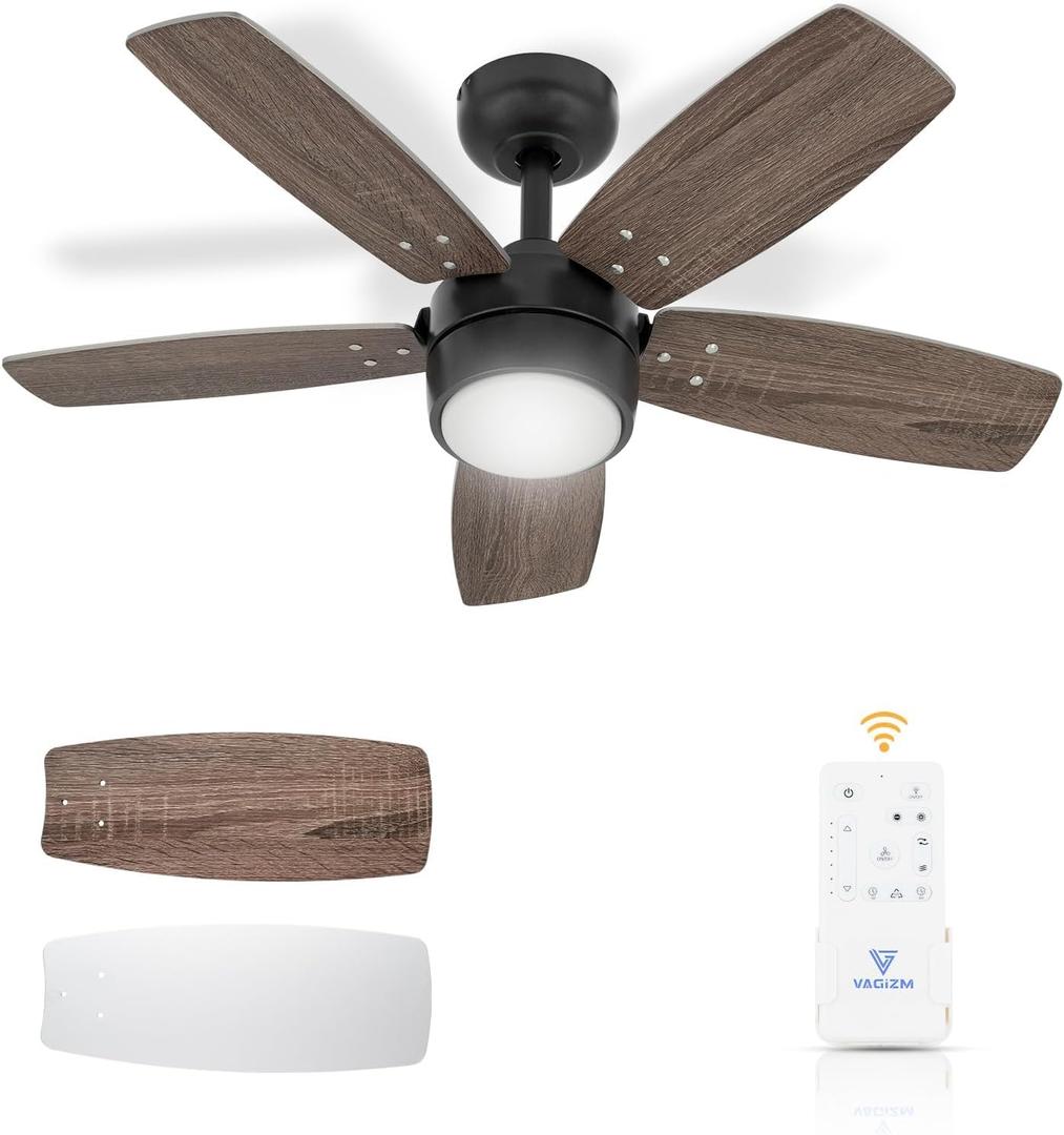 Ceiling Fan 36'' for Small Room: Modern Ceiling Fans with Light Remote Control - Reversible Quiet DC Motor Dimmable with 6 Speeds for Small Office Kids Bedroom(Bronze+Walnut) Ceiling Fan 36'' for Small Room: Modern Ceiling Fans with Light Remote Control - Reversible Quiet DC Motor Dimmable with 6 Speeds for Small Office Kids Bedroom(Bronze+Walnut)