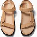 Coutgo Womens Platform Sandals Comfortable Arch Support Footbed Adjustable Ankle Strap Summer Beach Flat Sandals (Brown)