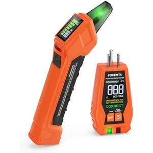 Focemta Circuit Breaker Finder & GFCI Outlet Tester with Digital LCD Display, 90-135V Electrical Circuit Tracer Tool for Electricians/DIY – Lightweight (Includes Batteries & Carrying Case)