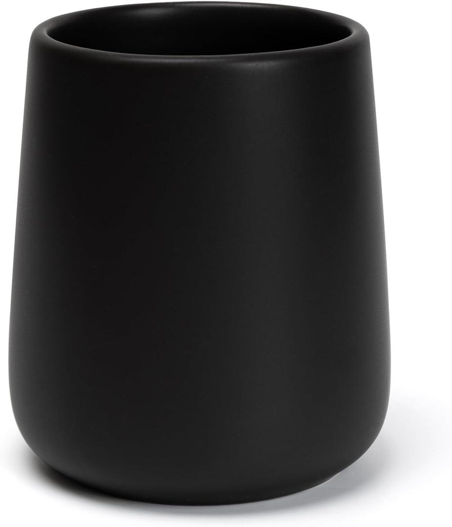 Bathroom Tumbler Cup Ceramic 13.5oz Reusable Toothbrush Cup 400ml, Toothbrush Holder Adequate for Your Bathroom (Black Brown) (1pcs)