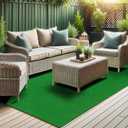 Ottomanson Artificial Grass Turf 5'3" x 8'2" Indoor Outdoor Faux Grass Rug with Drainage Holes, Customizable with Extra Long Size Options, Perfect for Patio Lawn Balcony Weddings Photoshoot Backdrop