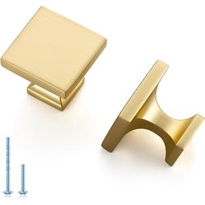 HOME EDIT 5 Pack Single Hole Brushed Brass Cabinet Knobs Solid Zinc Alloy Pulls for Kitchen Cupboard & Drawer Hardware