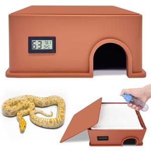 Reptile Hide Snake Hide,with a Humidification Groove Equipped with a Temperature and Humidity Sensor,Humid Hideout for Snakes,Juvenile Ball Pythons, Lizards,Leopard Geckos and Other Small Reptiles.