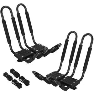 Kayak Roof Rack 2 Pairs J-Bar Carrier Holder for Canoe, SUV, Cars, Truck, Surf Ski, Car Top Mount Racks for Trip, Set of 4