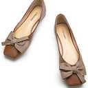 C.Paravano Flats for Women | Square Toe Shoes | Ballet Flats | Dressy Women Shoes(Size 9,Brown)
