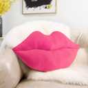 AELS 3D Large Lips Throw Pillows, Soft Decorative Love Pillows, Velvet Cute Pillow, 24 x 12 inches for Couch, Sofa, Bed, Living Room, Bedroom, Vivid Pink