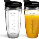 24oz Replacement Cup with Sip and Seal Lid for Nutri Ninja Blender BL642 BL450 BL456 BL480 BL482 BL640 BL682 BN401 BN751 BN801 Foodi SS401 SS101 SS351 SS151 Ninja Blender Auto IQ Blade (2-Pack)