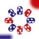 Independence Day Press On Nails Short Square Fake Nails 4th Of July With Star Design Full Cover Artificial Acrylic Nails Glossy Red Glue On Nails Blue Stick On Nails For Women 24pcs