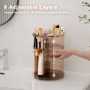 Rotating Makeup Organizer, DIY 8 Adjustable Layers Spinning Skincare Storage, Cosmetic Display Case with Brush Holder and Perfume Tray, Multi-Function Vanity Bathroom Countertop Organizer Clear Coffee