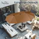 PHI VILLA 13ft Large Patio Umbrellas, Double-Sided Outdoor Market Rectangle Umbrella for Outside, Maillard Brown