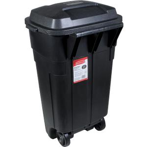 Rubbermaid Roughneck Heavy-Duty Wheeled Trash Can with Lid 34-Gallon Black for Home/Outdoor Garbage Disposal