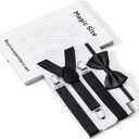 Kids Suspender and Elastic Bow Tie Sets for Boys and Girls Age 1-16 Years (Black)