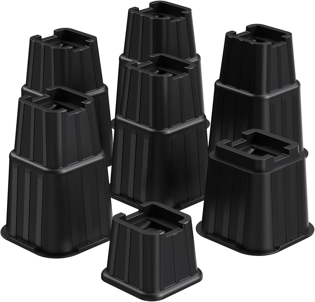 MYMULIKE Bed Risers 8 Inch, Elevation in Height 3, 5, 8 inch, Stackable Bed Frame Risers, Heavy Duty Support Up to 8000 lbs Furniture Risers 12 Pack for Table, Couch, Desk, Chair