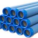 Poolvio Pool Vacuum Hose 40 Feet (12 x 40 Inch), 1.5 Inch Cuffs, Compatible with Most Inground Pool Automatic Cleaners, Blue