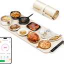 Vabaso Extra Large Food Warming Mat with APP, 37"x15" DIY Temperature & Timer Settings, Heats in 5s, Electric Warming Tray with Child Safety Lock, Warming Mat for Food & Countertop - Kosher Certified