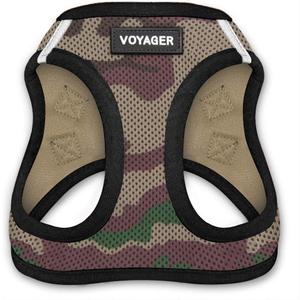 Voyager Step-In Air Dog Harness - All Weather Mesh, Reflective, No Pull Harness for Small, Medium Dogs, Cats - Secure with Hook & Loop Fastener, Buckle, Double D-Rings - Army/Black Trim, L (L (Chest: 18 - 20.5"))