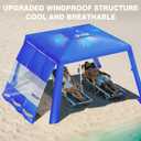 Rhino Valley Beach Cabana, 8 * 8FT Beach Tent UPF50+ Protection, Easy Setup Beach Canopy Wind Resistant with Cup Holder, Compact Beach Shade Foldable Beach Tent Sun Shelter,Dark Blue
