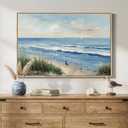 Framed Coastal Beach Blue Canvas Wall Art, Ocean Landscape Prints Paintings, Large Nature Pictures Wall Decor for Bedroom, Dining Room, Bathroom, Office, Kitchen, Farmhouse Living Room, 24x36 In
