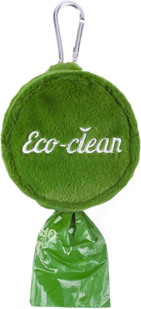 2 x Dog Poop Bag Holder, Cute Poop Bags Dispenser with Metal Clip, Doggie Waste Bag Dispenser for Leash, Green