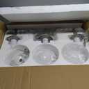 Bathroom Light Fixtures over Mirror, 3-Light Brushed Nickel Vanity Lights for Bathroom, Mid-Century Modern Vanity Light with Milky White Globe Glass Shades, 22.4 Inch Sconces Wall Lighting for Bath