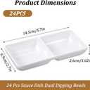 24 Pcs Dual Dipping Bowls, 5.7 x 2.7 Inch Melamine Soy Sauce Dish White Melamine Dipping Sauce Tray 2 Compartments Divided Fondue Plates for Restaurant, Kitchen, BBQ, Ketchup