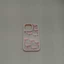 UEEBAI Flower Phone Case for iPhone 16 Pro Max Case Bow, Cute Bling Sparkly Rhinestone Phone Cover with Shiny Crystal Diamonds Fashionable Pretty Rose Aesthetic Bownot Cover - Pink Bow