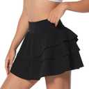 Sunzel Pleated Tennis Skort for Women, High Waisted Athletic Skirt with Built-in Shorts & Pockets for Pickleball (Black, L)