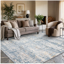 Rugxara 6x9 Washable Area Rug for Living Room, Modern Abstract Large Boho Rugs for Office, Dining Room, Kids Room, Farmhouse, Durable Low Pile Non Slip Carpet for High Traffic Areas, Blue Beige