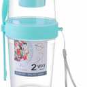 Generic Salad Shaker Cup Container for Lunch Breakfast Yogurt Parfait Cups with Lid Lanyard and Fork Cereal Overnight Oats Snack Parfait Containers Salad Dressing Holder (Light Blue, One Size)