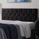 Lucid Mid-Rise Upholstered Headboard - Diamond Tufted - Padded Polyester - Adjustable Height from 34” to 46” - Easy Assembly - Bed Frame or Wall Mount - Sturdy - Black - Queen Size