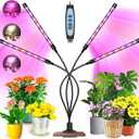 Garpsen Grow Lights for Indoor Plants, 80 LEDs Full Spectrum Plant Light with Clip, 5 Dimming Levels & 3 Colors Grow Lamp with Timer 6/12/16H, 360 Adjustable Gooseneck for Seedlings and Succulents ((1 Pack)4 Arms)